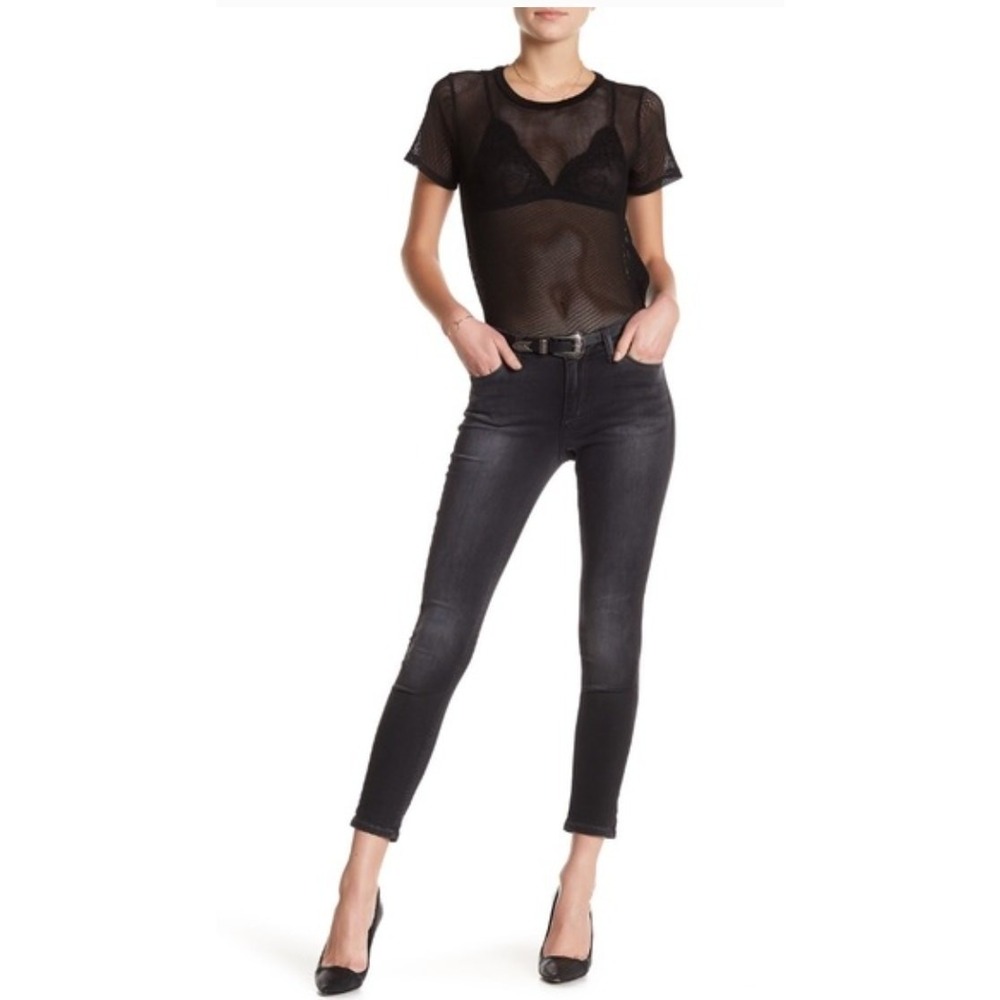 Joes Jeans Women 25 Black Skinny Factory Faded Mid Rise Dark‎ Wash Denim